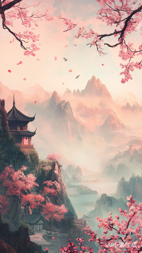 隋唐宋风格桃花山水画创作