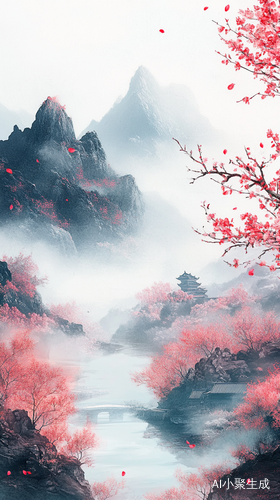 隋唐宋风格桃花山水画创作