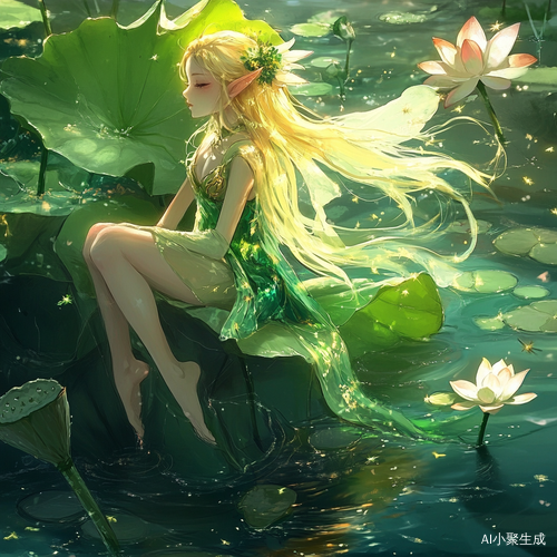 夏日荷塘精灵与蜻蜓的梦幻时刻
