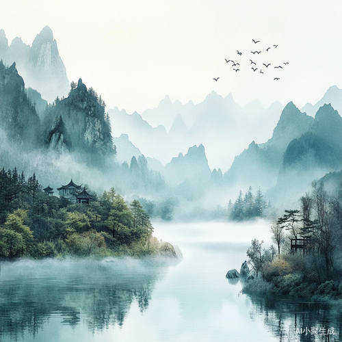 水墨丹青与摄影的完美结合展现山水如画的艺术世界