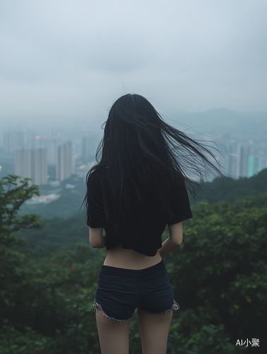 Chinese Girl on Shenzhen Mountain with Graceful Figure and Mysterious Atmosphere