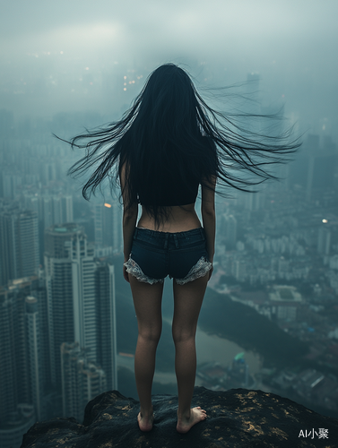 Chinese Girl on Shenzhen Mountain with Graceful Figure and Mysterious Atmosphere