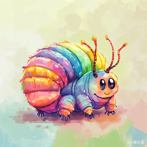 漂亮可爱的五颜六色毛毛虫插画
