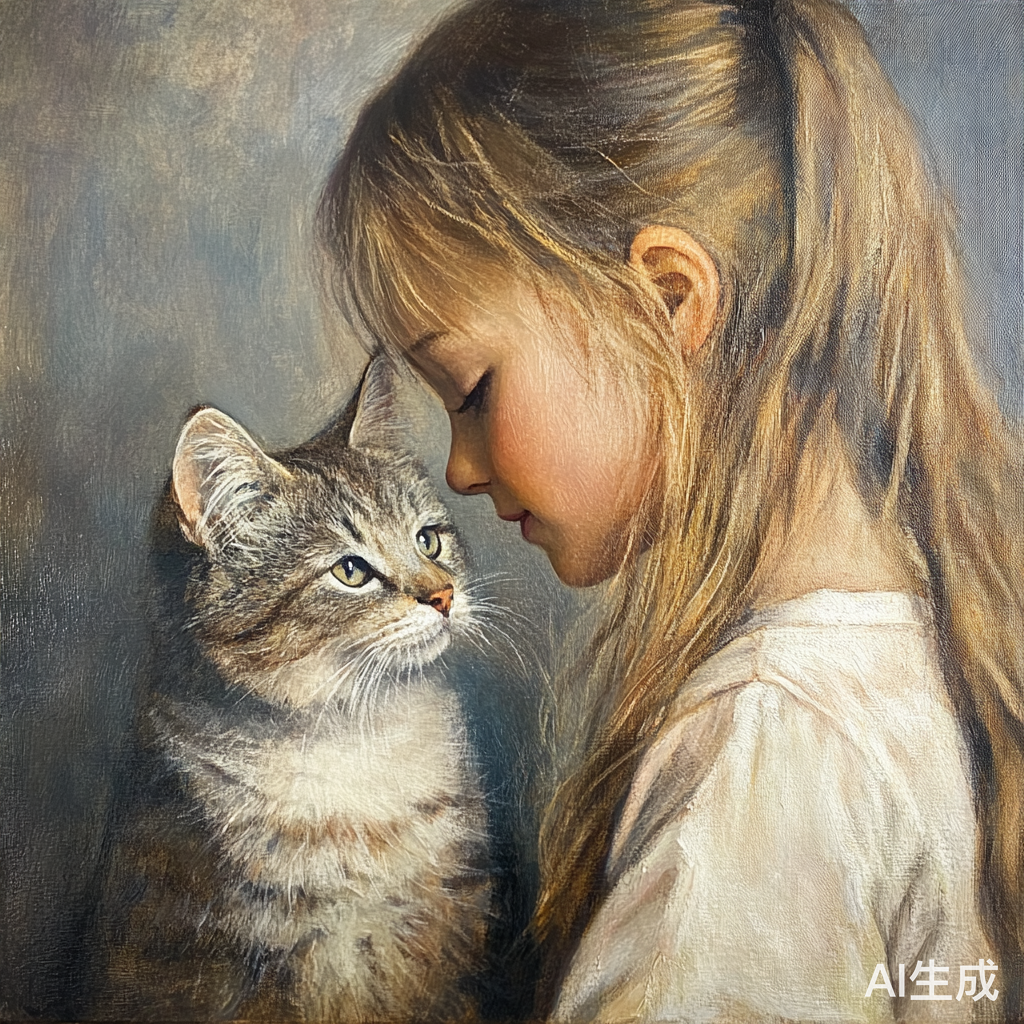 女孩与猫的温馨时光