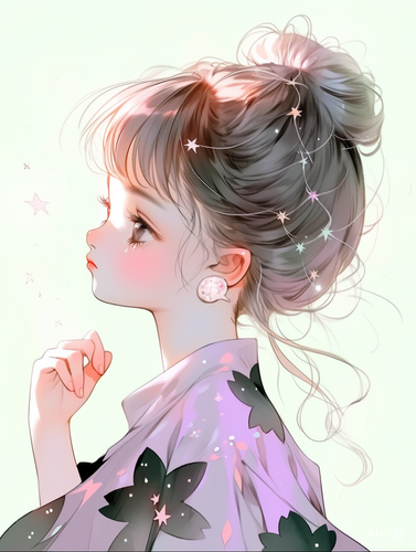 唯美治愈系少女头像插画分享