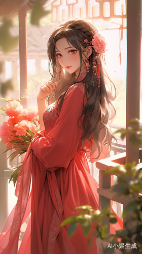 温暖柔光下的古风清纯美人邻家妹妹