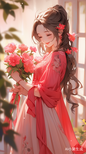 温暖柔光下的古风清纯美人邻家妹妹