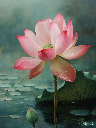 Photo Realistic Pink Lotus Flower in Water Inspired by Eastern Zhou Dynasty