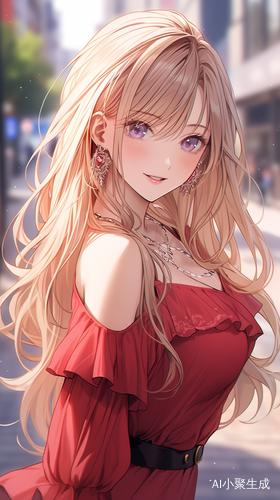 都市美女动漫形象长发裙子大眼睛笑容迷人
