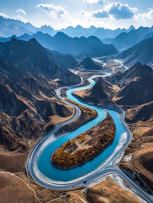 治愈性图片，有山川河流，有马路，有汽车