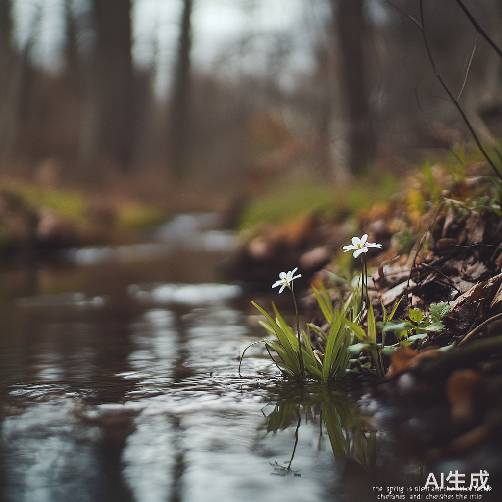 泉眼无声细流静谧珍惜流淌