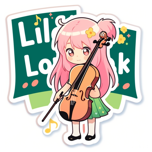 Cute Two Dimensional Sticker of a Lovely Girl with Colorful Dress