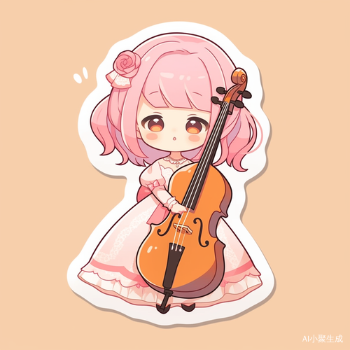 Cute Two Dimensional Sticker of a Lovely Girl with Colorful Dress
