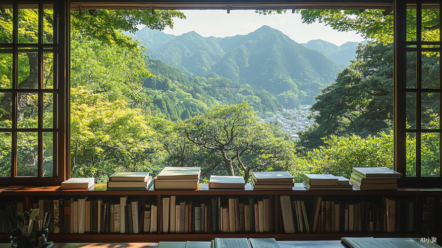 日式半开放书屋 nestled between mountains and sea