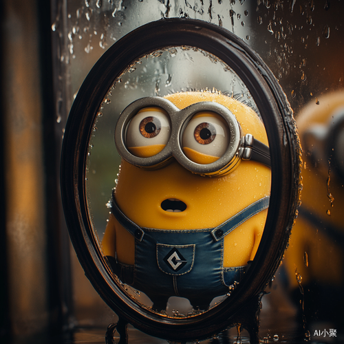 Minion Gazing at Reflection in a Misty Mirror