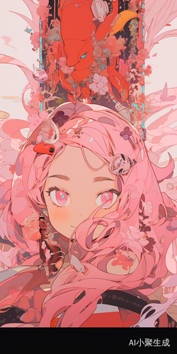 温柔感的粉色头发女孩和大眼睛