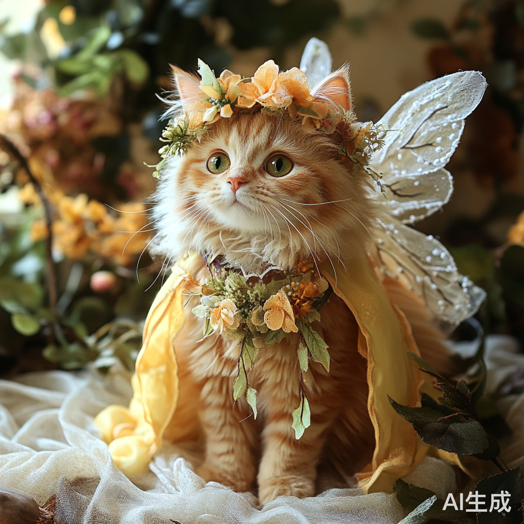 三花猫与留仙裙的美丽邂逅