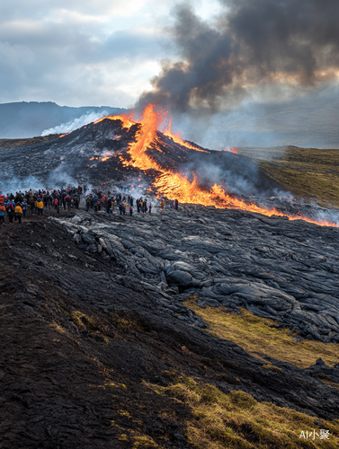 冰岛火山爆发与人们的恐惧美丽影像