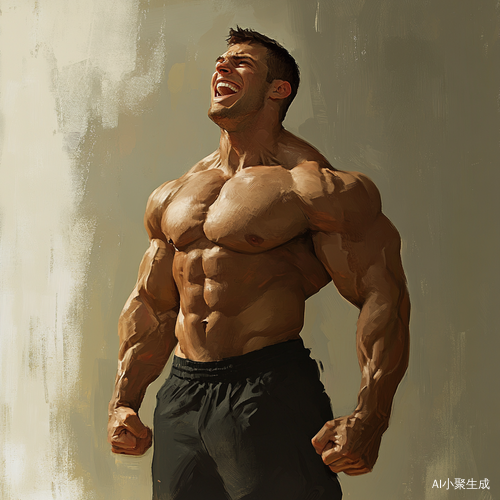 高个肌肉男黑短发傻笑的男人