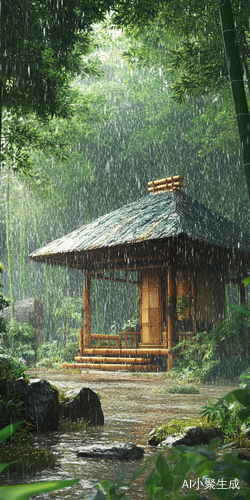 竹林中的小屋雨中茶时光的治愈之旅