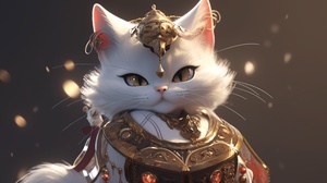 3D，ultra high definition concept art cartoon picture. cat，Chinese，high detail iconic character. standing_split of curvaceous face. hair of loincloth. close-up shot. 8K detail.ancient cat. highly detailed character design, mid closeup, elderly greek goddess, onmyoji detailed art. cell shaded. Hestia niji 5 ar 9:16