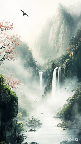 五指山壮观湖泊与瀑布的自然景观