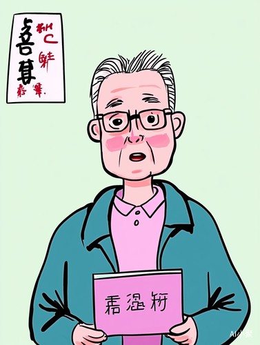 中年大叔带眼镜穿蓝衣和蔼可亲漫画形象