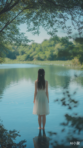 少女湖边的治愈系宫崎骏风格超清图像