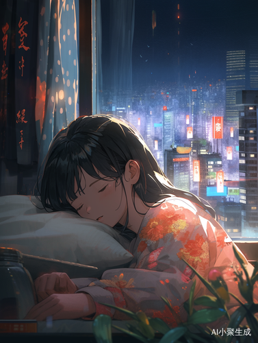夜晚未来都市中大晴吖的清新梦境