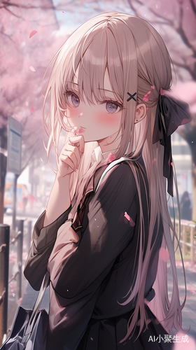 桃花眼少女校服飘逸轻撩刘海