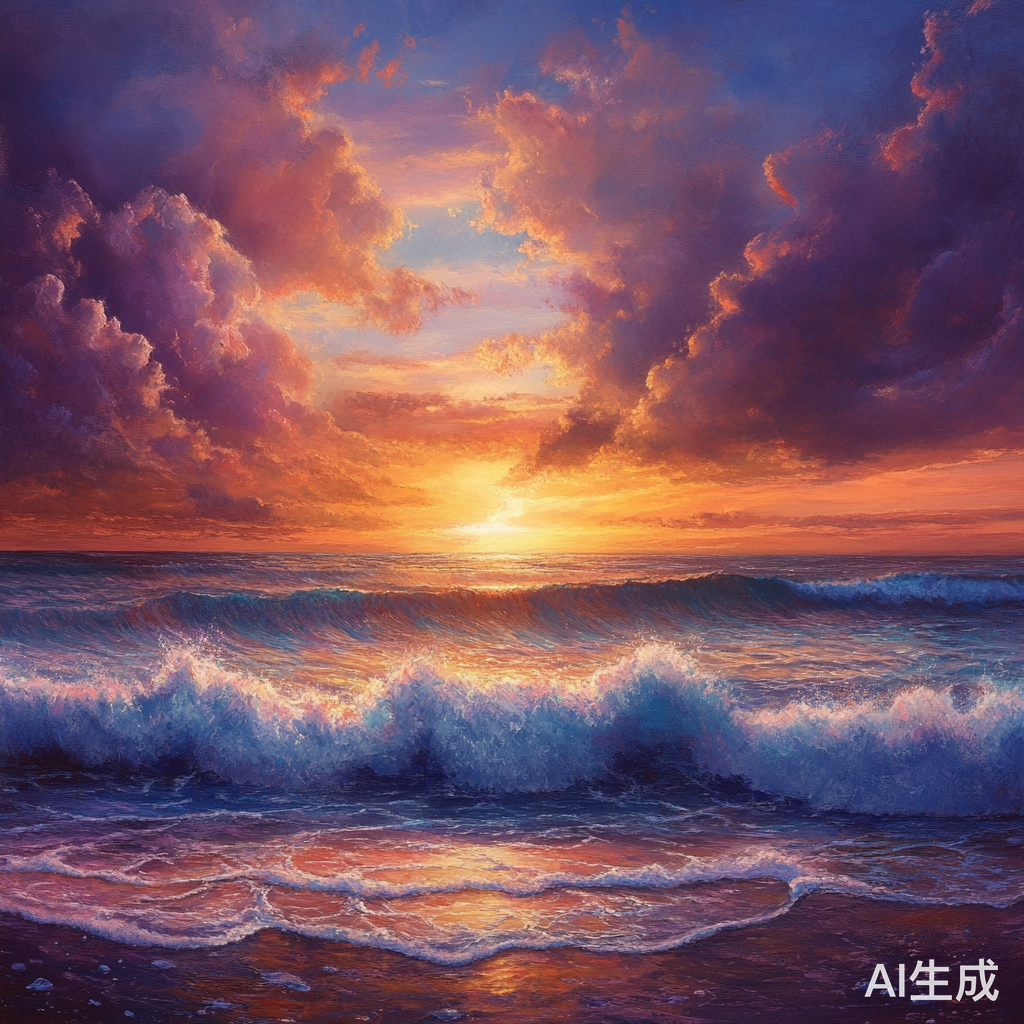 治愈心灵的海边晚霞风景