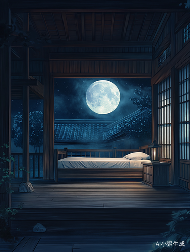 静谧夜晚古装旅人月光下的思乡情