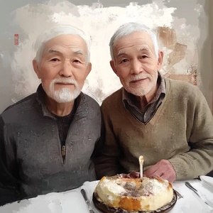 为两位老人创作个人肖像