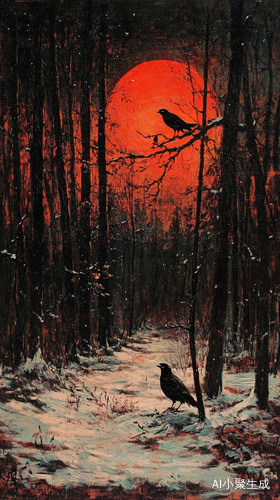 Irma van Holenberg 1888 Sunset in the Woods Ornithological Style