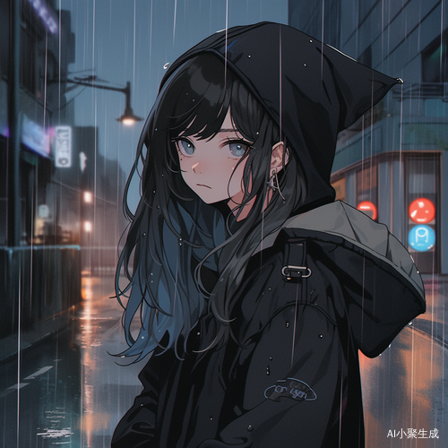 下雨天的忧伤少女