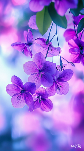 Purple Flowers in Full Bloom Hanging from a Tree Branch