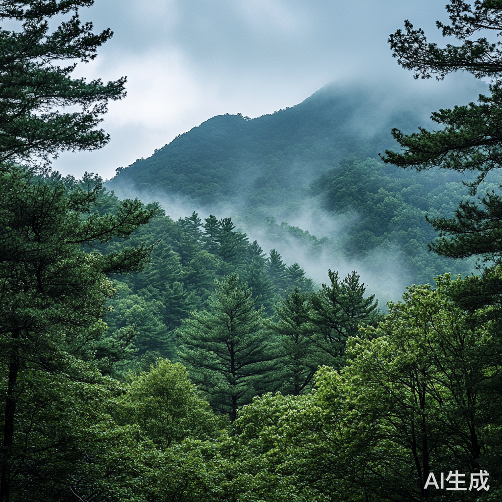 半山腰被茂密树林环绕