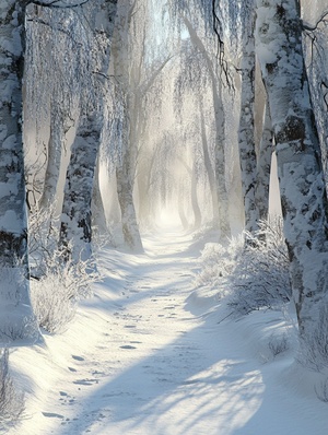 空无一人积雪小径的静谧景象