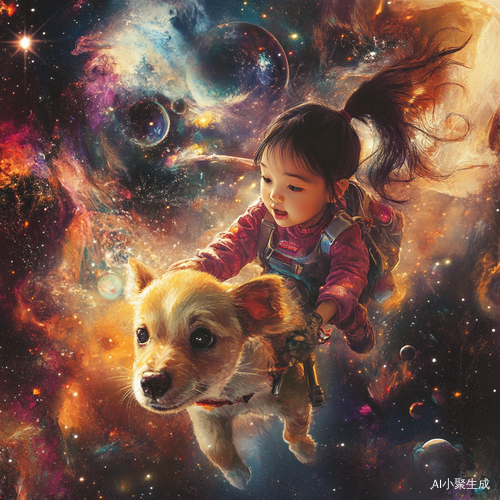 小狗与扎马尾辫女孩的太空漫游