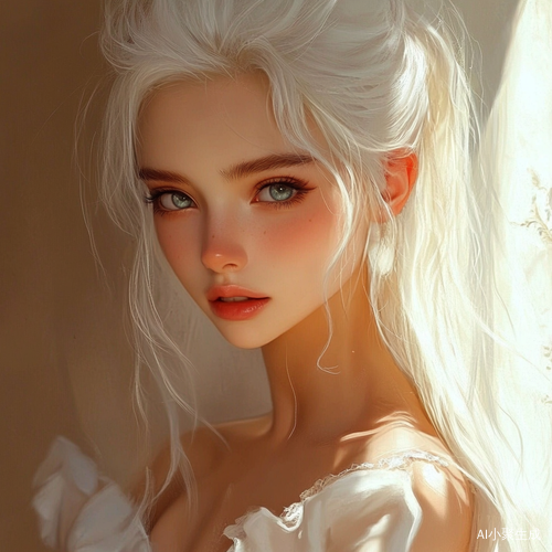 白发美少女浴池中展现纤细四肢与精致面容