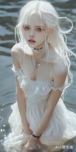 白毛美少女浴池可爱全身照