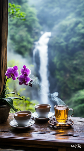 庐山醉人风景茶饮与兰花共舞的自然画卷