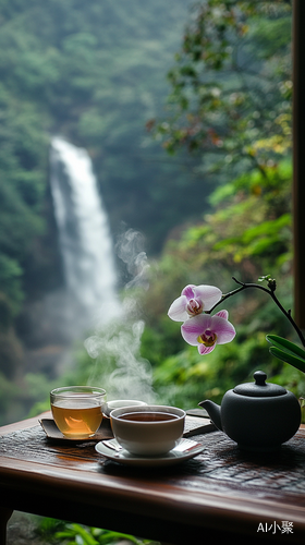 庐山醉人风景茶饮与兰花共舞的自然画卷