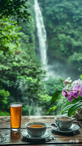 庐山醉人风景茶饮与兰花共舞的自然画卷