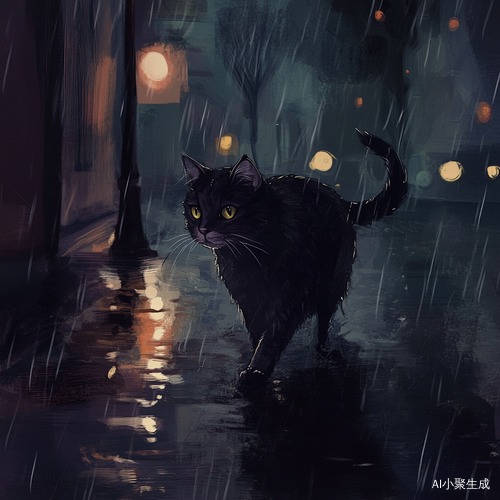 雨中流浪的猫咪