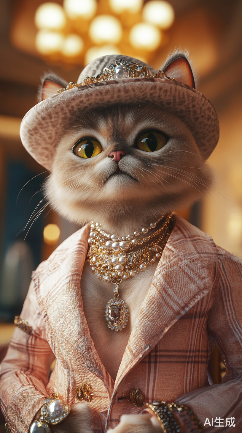 拟人猫时尚大秀全景呈现高端设计与奢华珠宝