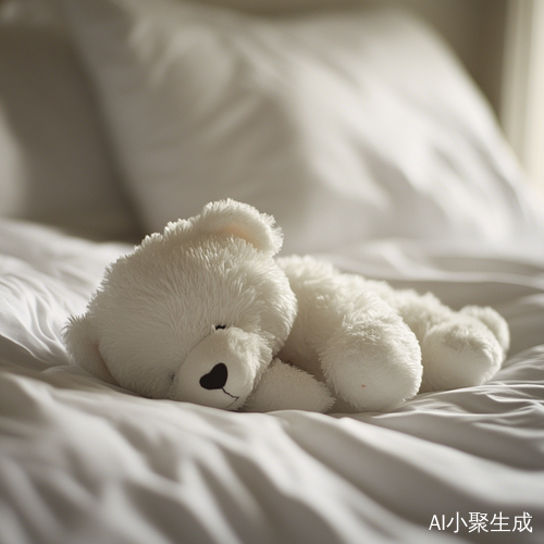 白色小比熊趴在床上的可爱瞬间