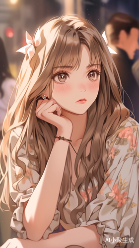 繁华大道上可爱女孩的美丽画卷