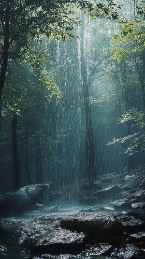 寧靜的森林 雨水聲 流水聲