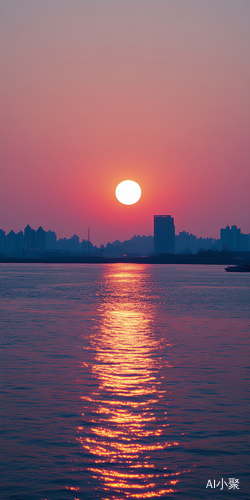 Coastal Serenity at Sunset in Gongbi Style with Urban Cultural Exploration